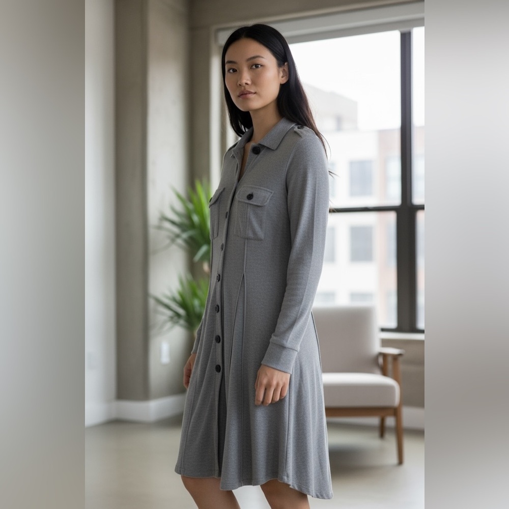 Free People Sweater Dress/Jacket/Cardigan Gray Button Down Long Sleeve - Picture 4 of 12